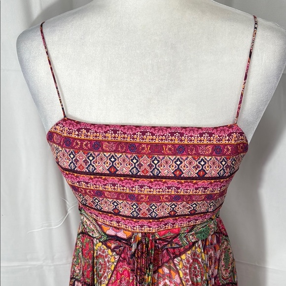 Alice + Olivia Despina Kaleidoscope Maxi Dress Size 0 Boho Pleated Festival Gown - Picture 4 of 10